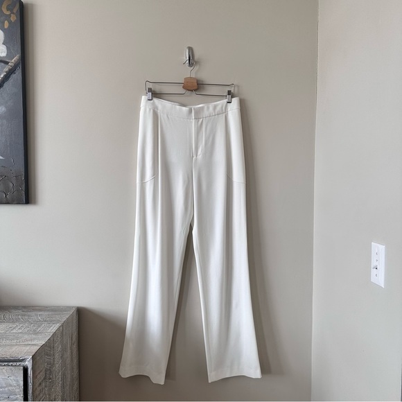 DEREK Lam 10 Crosby-Off White High Rise Stretch Crepe Long Trousers (Size:8) - Picture 1 of 11